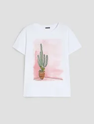 T-shirt in jersey di cotone donna bianco