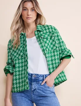 Kurze Bouclé Jacke female Grün - Street One - FashionsVida