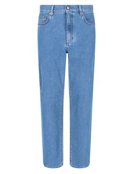 Men's Cotton-Lycra Jeans with Calf Leather Patch
