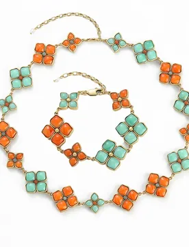 Vintage Red and Blue Agate Jewelry Set Four Leaf Clover Necklace Bracelet Luxury Designer For Women Gold Color High Quality Gift - Aliexpress - FashionsVida