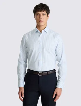 Tailored Fit Non Iron Striped Shirt Light Blue male - MOSS - FashionsVida