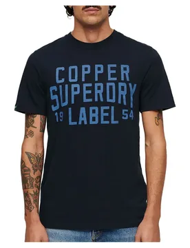 Maglietta A Maniche Corte Copper Label Workwear Eclipse Navy Slub 2XL - Superdry - FashionsVida