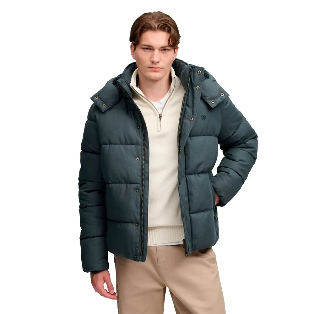 Veste Puffer Premium Check Olive / Navy Check L - Superdry - FashionsVida