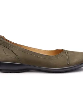 Women's 'Robyn II' Ballet Pumps in Khaki Size: 6.5 - Khaki - Size: 6.5 - Hotter - FashionsVida