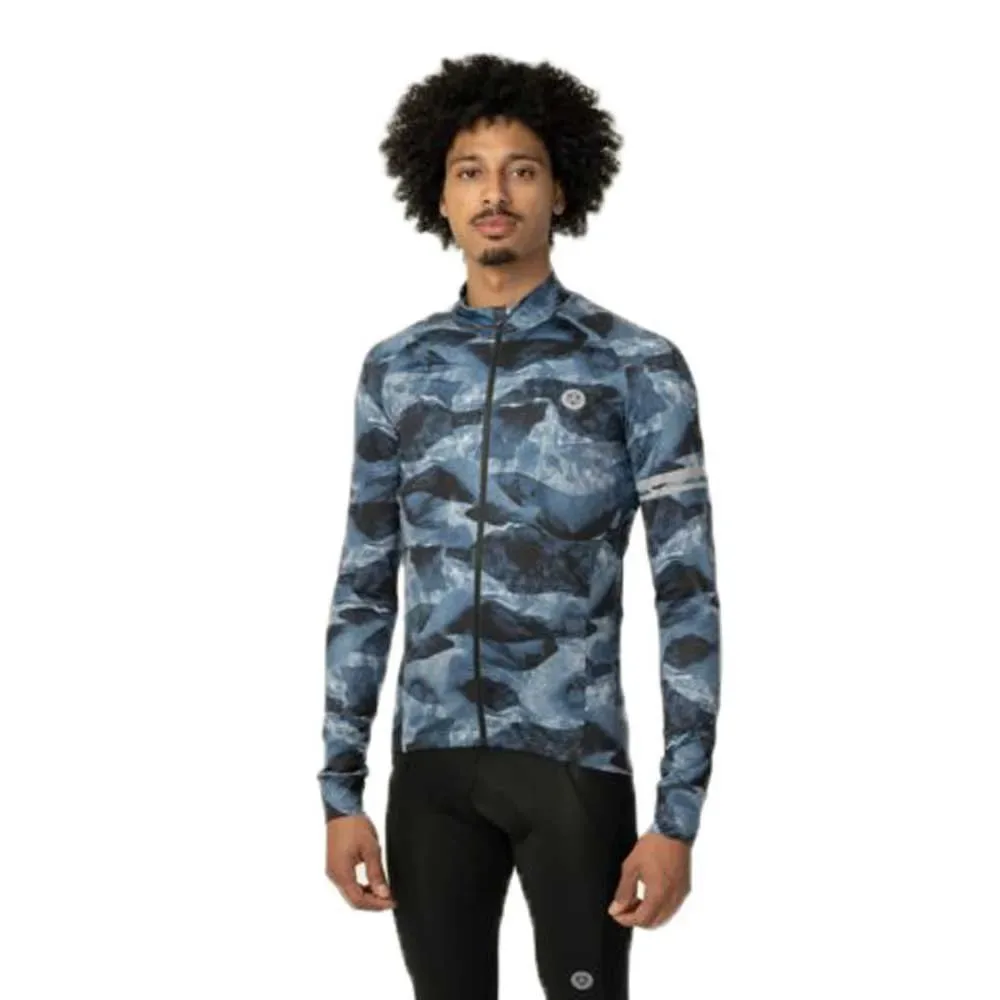 Maglia A Maniche Lunghe Abstract Mountains Performance Steel Blue - AGU - FashionsVida