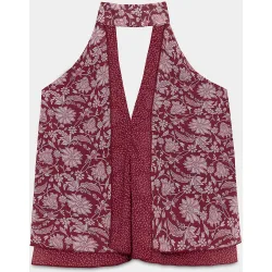Top de mujer con escote en pico y lazada el cuello