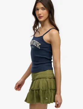 Superdry Damen Gestufter Jersey-minirock Khaki - Größe: 42 - 49.99 - FashionsVida