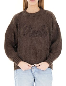 Maglione misto mohair MARRONE UNI