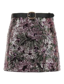 Minigonna con paillettes floreali