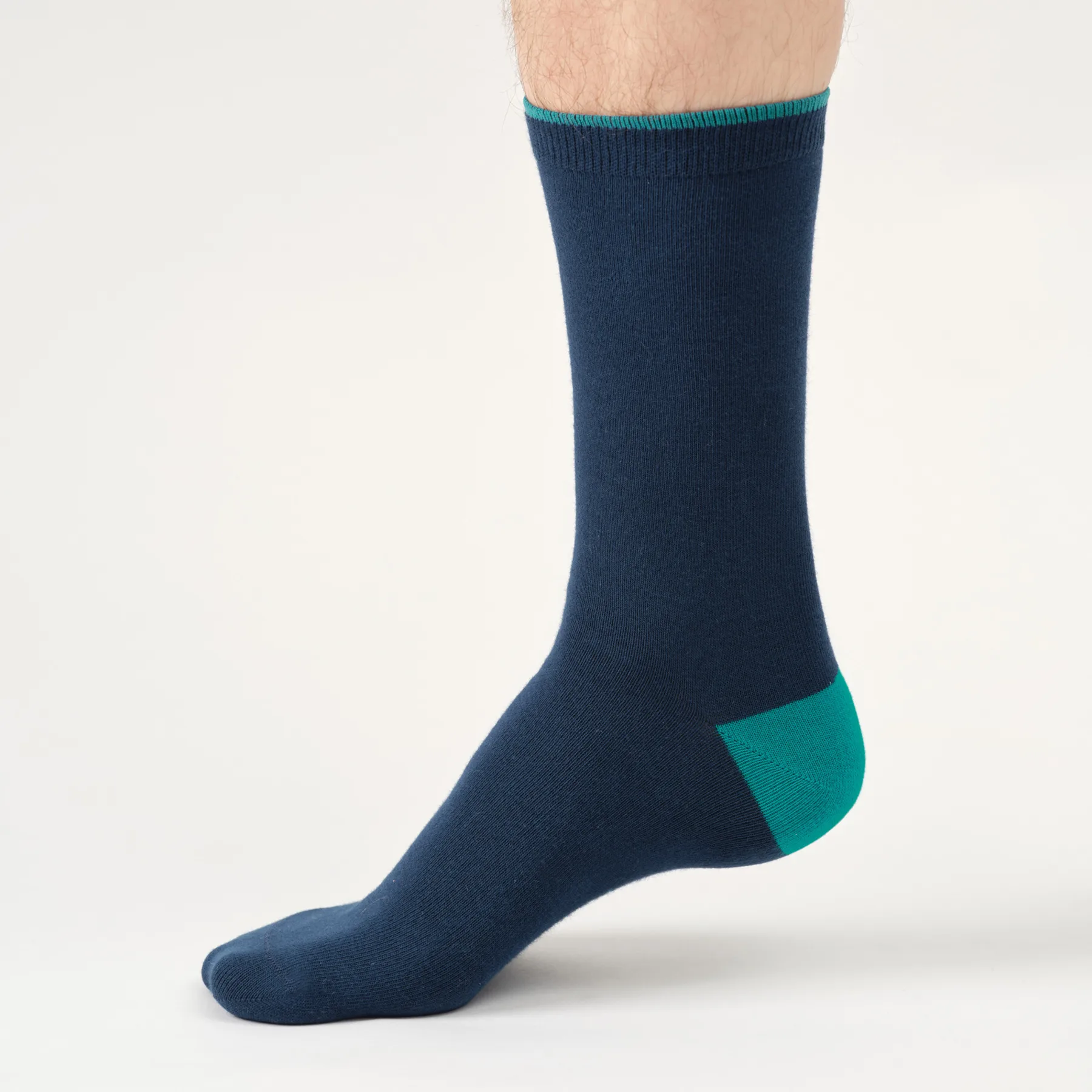 Modal Tipped Crew Socks - Navy - UK 7-11 - Thought - FashionsVida