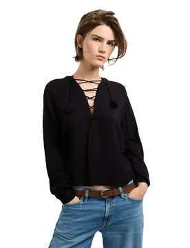Blusa A Maniche Lunghe Julianna Black XL
