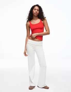 Pantalon Flare En Molleton À Patch L Écru - Bershka - FashionsVida