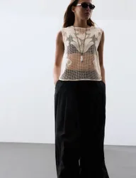 Pure Cotton Embroidered Floral Shell Top Cream female