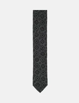 Schmal (5cm) Krawatte Kleinmuster Schwarz **** - Seidensticker - FashionsVida