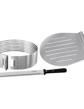Tortenboden-Schneidehilfe-Set, 3-teilig schwarz silber