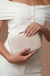 Women's Brooke Satin Clutch Bag in Champagne - Champagne - Size: One Size