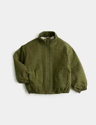 Checked Borg Lined Bomber Jacket (2-8 Yrs) Green male
