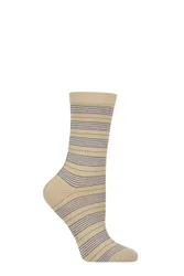 Women's 1 Pair Stripe Uniform Cotton Socks Cream 39-42 - Cream - Size: Small
