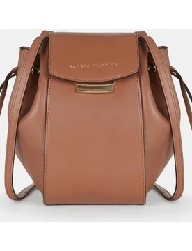 Bolso crossbody con solapa y asas largas Sandra Fleckled en piel lisa - Sandra Freckled - FashionsVida