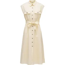 Vestido midi con lino de mujer
