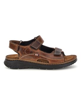 Sandali marroni in vera pelle con strappi regolabili 2613604 45