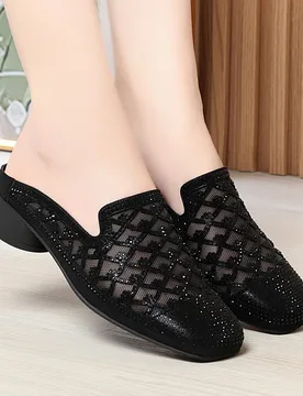 Summer 2024 Fashion Rhinestone Close Head Cutout Slippers Women Mules Breathable Slingback Soft Bottom Casual Shoes - Aliexpress - FashionsVida