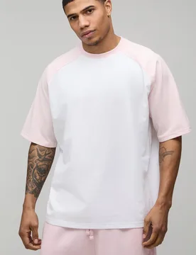 Men's Oversized Raglan Short Sleeve T-Shirt Pink Size Large Pink L - boohooMAN - FashionsVida