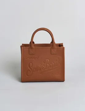 Borsa Vanity Midi in pelle martellata color cuoio con tracolla removibile - MC2 SAINT BARTH - FashionsVida