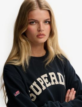 Superdry Damen Lässiges Athletic Essentials Sweatshirt Navy - Größe: 40