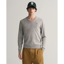 Pull à Col En V Superfine Lambswool Grey Melange 2XL