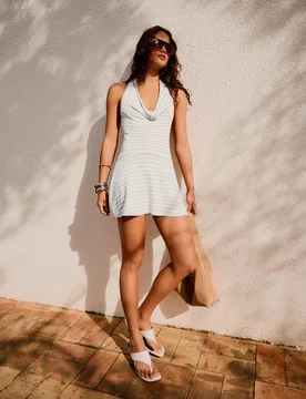 Robe Mini Drapée Xs Écru - Bershka - FashionsVida