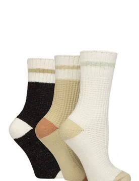 Women's 3 Pair Elle Super Soft Textured Boot Socks Classic Beige 4-8 - Assorted - Size: Small - SockShop - FashionsVida