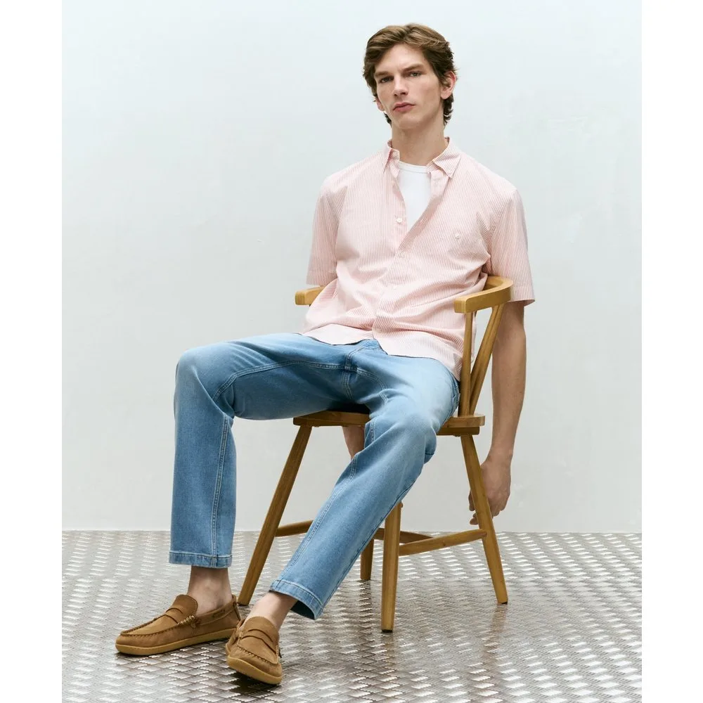 Camisa de manga corta de popelín de rayas de hombre - Dustin - FashionsVida