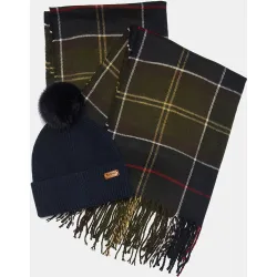 Conjunto de gorro y bufanda en tono natural