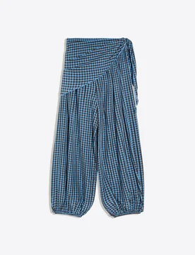 Pantalon Bouffant Style Foulard M Bleu - Bershka - FashionsVida