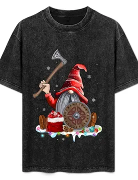 Norse Mythology Xmas Red Hat Gnome Beard Viking Weapons Christmas T-Shirt Breathable Workout Short Sleeve Top - Aliexpress - FashionsVida