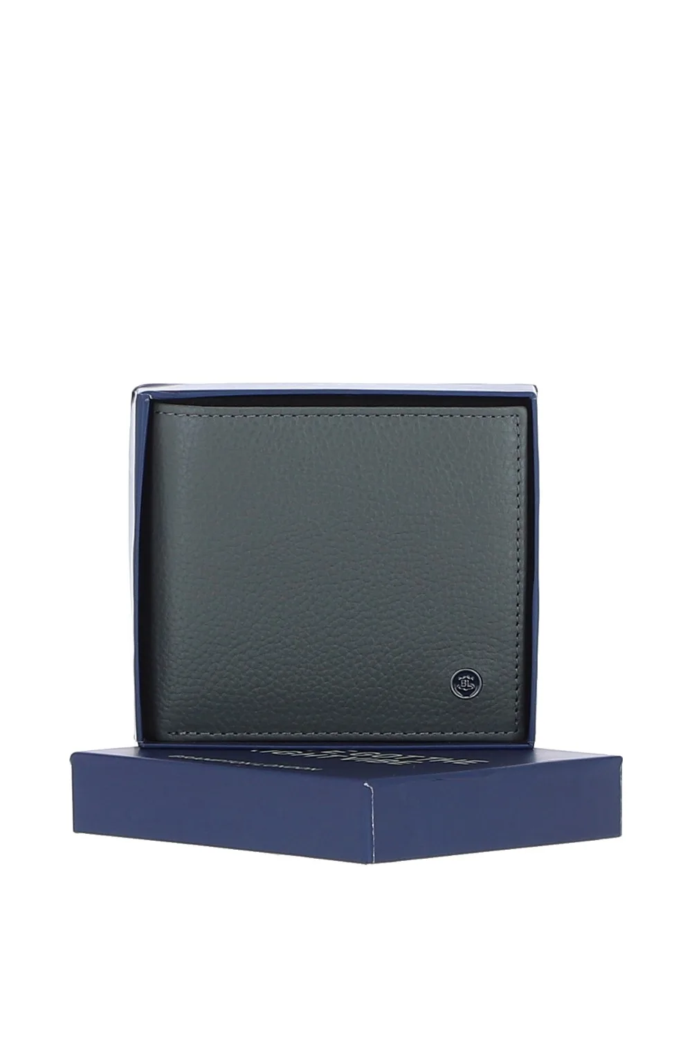 Mens 'Plutus' Real Leather Wallet - Grey - One Size - Brampton London - FashionsVida
