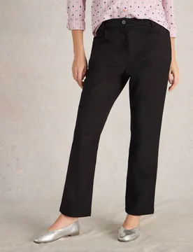 Cotton Rich Slim Fit Ankle Grazer Trousers Black female - White stuff - FashionsVida