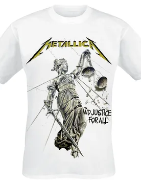 T-Shirt - Justice - S bis 5XL - für Männer - Größe L - weiß - Lizenziertes Merchandise! - Männer - male - Metallica - FashionsVida
