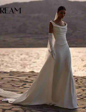 DREAM Scoop Collar Pleat Wedding Dresses A-Line Open Back Spaghetti Straps Sleeveless Bridal Gown Vestidos De Novia Customized - Aliexpress - FashionsVida