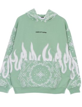Felpa Leggera Cappuccio Uomo Bandana Print Hoodie Green