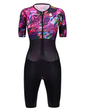 Trisuit A Maniche Corte Viper Zephyr X Ironman Fuchsia - Santini - FashionsVida