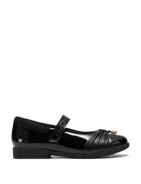 Kids' Leather Riptape Mary Jane School Shoes (13½ Small - 2½ Large) Black Female - Clarks - FashionsVida