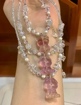 Yingshi kitty crystal necklace cute three-dimensional cat beaded neck chain pendant small fresh and sweet - Aliexpress - FashionsVida