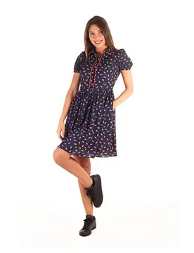 Robe Courte à Manches Courtes Sandy Navy Blue 42