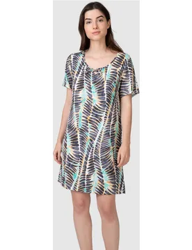 Vestido de playa corto de manga corta caída con cuello pico - Massana - FashionsVida