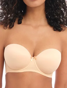 Womens Deco Strapless Moulded Bra - Beige Nylon - Size 36f - Freya - FashionsVida