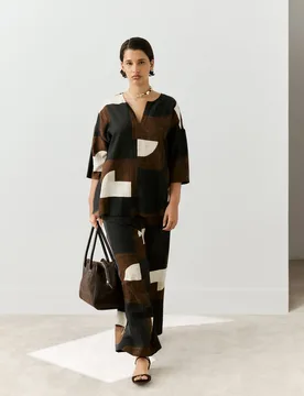 Pantalón ancho estampado de mujer - Couchel - FashionsVida
