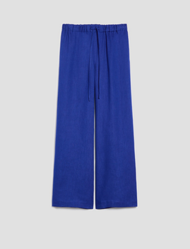 Pantalone ampio in puro lino donna blu elettrico
