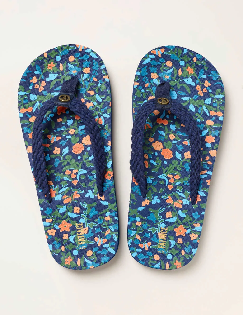 Floral Flat Flip Flops Navy Mix female - Fatface - FashionsVida